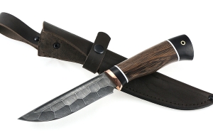 Нож Зяблик сталь дамаск полный камень рукоять венге-черный граб