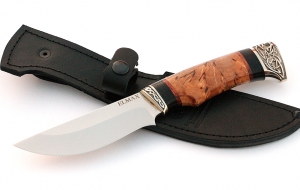 Нож Койот сталь ELMAX, рукоять карельская береза-черный граб,мельхиор Нож Койот сталь ELMAX, рукоять карельская береза-черный граб,мельхиор