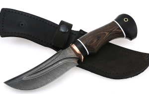 Нож Бобр сталь дамаск-долы рукоять венге-черный граб
