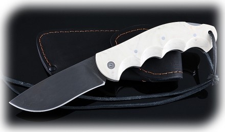 Нож Ястреб, складной, сталь Х12МФ, рукоять накладки акрил белый