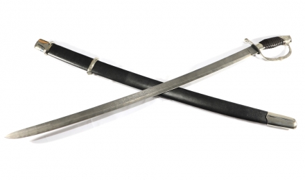 Сабля Доблести дамаск черный граб, мельхиор Сабля Доблести дамаск черный граб, мельхиор