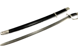 Сабля Доблести дамаск черный граб, мельхиор Сабля Доблести дамаск черный граб, мельхиор