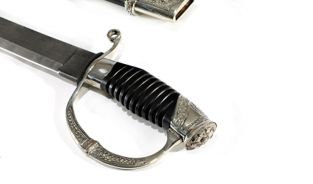 Сабля Доблести дамаск черный граб, мельхиор Сабля Доблести дамаск черный граб, мельхиор