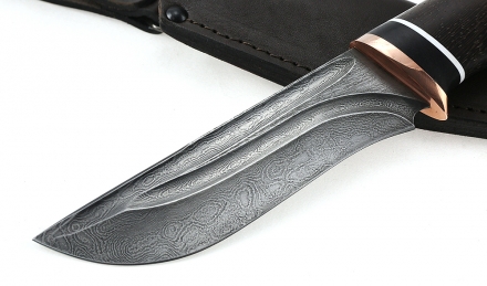 Нож Бекас сталь дамаск-долы, рукоять черный граб венге Нож Бекас сталь дамаск-долы, рукоять черный граб венге