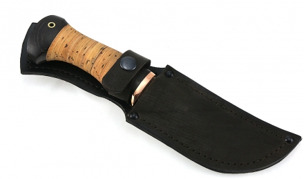 Нож Бобр сталь дамаск долы рукоять береста