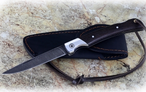 Складной нож Мексиканец из дамасской стали, рукоять накладки венге Складной нож Мексиканец из дамасской стали, рукоять накладки венге