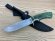 Нож Алтай сталь дамаск торцевой с никелированием, рукоять карельская береза стабилизированная зеленая, латунь (распродажа)