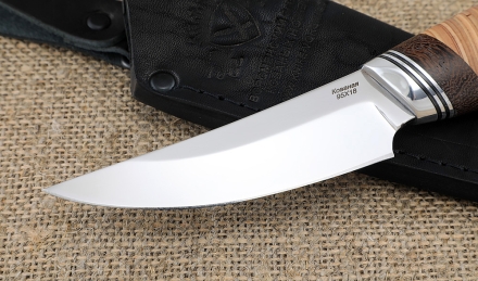 Нож Енисей сталь 95Х18 рукоять береста  Нож Енисей сталь 95Х18 рукоять береста