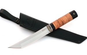 Нож Тантуха-1 сталь ELMAX, рукоять береста-черный граб,мельхиор