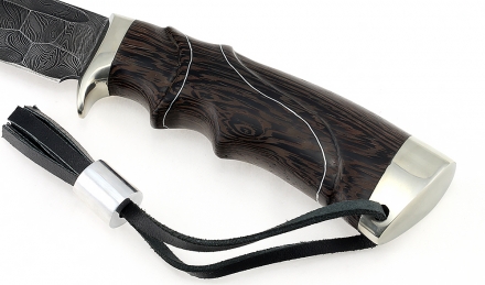 Нож Барракуда сталь дамаск полный камень рукоять венге резная, мельхиор Нож Барракуда сталь дамаск полный камень рукоять венге резная, мельхиор