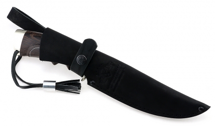 Нож Барракуда сталь дамаск полный камень рукоять венге резная, мельхиор Нож Барракуда сталь дамаск полный камень рукоять венге резная, мельхиор