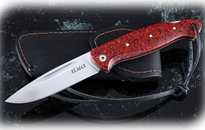 Нож складной Ворон, сталь Elmax, рукоять накладки акрил красный Нож складной Ворон, сталь Elmax, рукоять накладки акрил красный