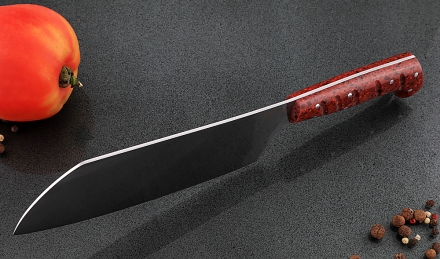 Кухонный нож Шеф №2 сталь 95Х18, рукоять акрил красный