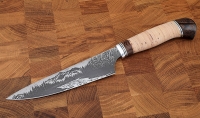 Нож Шеф №6 сталь Х12МФ, рукоять береста с гравировкой