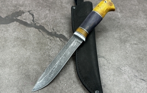 Нож "Гриф" сталь торцевой дамаску рукоять карельская береза фиолетовая (распродажа)