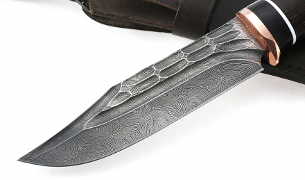 Нож Дельфин сталь дамаск-камень рукоять венге-черный граб Нож Дельфин сталь дамаск-камень рукоять венге-черный граб