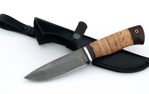 Нож Анчар сталь дамаск, рукоять береста Нож Анчар сталь дамаск, рукоять береста