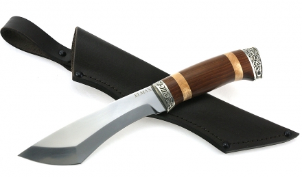Нож Каратель сталь ELMAX, рукоять коричневый граб-кап,мельхиор