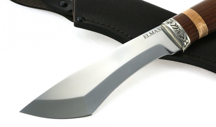 Нож Каратель сталь ELMAX, рукоять коричневый граб-кап,мельхиор Нож Каратель сталь ELMAX, рукоять коричневый граб-кап,мельхиор