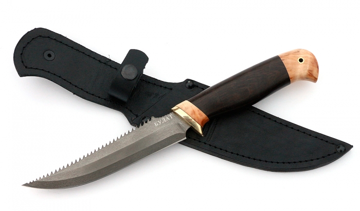 Нож Рыболов-5 сталь булат, рукоять черный граб-кап