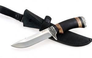 Нож Снегирь сталь ELMAX, рукоять черный граб-кап, мельхиор Нож Снегирь сталь ELMAX, рукоять черный граб-кап, мельхиор