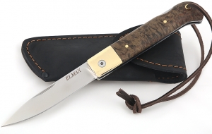 Складной нож Стриж, сталь Elmax, рукоять накладки карельская береза стабилизированная коричневая