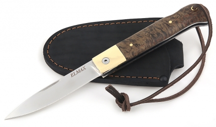 Складной нож Стриж, сталь Elmax, рукоять накладки карельская береза стабилизированная коричневая Складной нож Стриж, сталь Elmax, рукоять накладки карельская береза стабилизированная коричневая