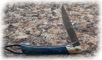 Нож Мексиканец, складной, сталь Elmax, рукоять накладки карельская береза стабилизированная синяя - Нож Мексиканец, складной, сталь Elmax, рукоять накладки карельская береза стабилизированная синяя