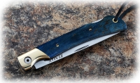 Нож Мексиканец, складной, сталь Elmax, рукоять накладки карельская береза стабилизированная синяя - Нож Мексиканец, складной, сталь Elmax, рукоять накладки карельская береза стабилизированная синяя