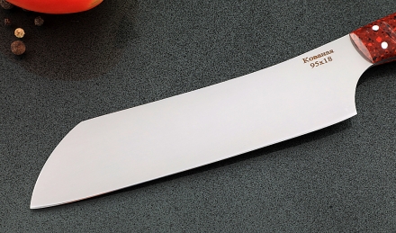 Кухонный нож Шеф №3 сталь 95Х18, рукоять акрил красный Кухонный нож Шеф №3 сталь 95Х18, рукоять акрил красный