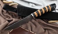 Нож Барракуда сталь К340, рукоять береста черный граб (зебра) - Нож Барракуда сталь К340, рукоять береста черный граб (зебра)