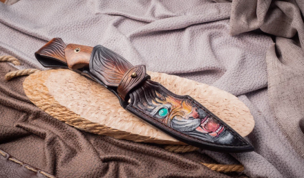 Нож из стали S390 «Хантер», рукоять мокумэ-ганэ, зуб мамонта и железное дерево Нож из стали S390 «Хантер», рукоять мокумэ-ганэ, зуб мамонта и железное дерево