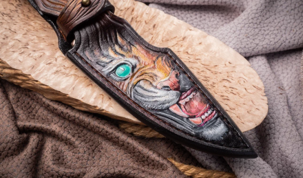 Нож из стали S390 «Хантер», рукоять мокумэ-ганэ, зуб мамонта и железное дерево Нож из стали S390 «Хантер», рукоять мокумэ-ганэ, зуб мамонта и железное дерево