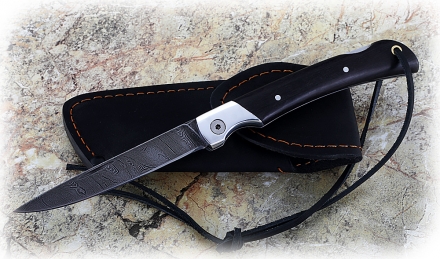Складной нож Мексиканец из дамасской стали, рукоять накладки черный граб