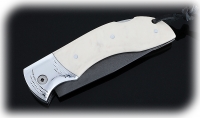 Нож Беркут, складной, сталь Х12МФ, рукоять накладки акрил белый с дюралью - Нож Беркут, складной, сталь Х12МФ, рукоять накладки акрил белый с дюралью