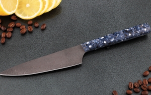 Кухонный нож Шеф №6 сталь Х12МФ, рукоять акрил синий