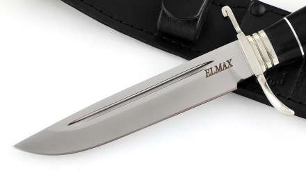 Нож финка НКВД, сталь Elmax, рукоять рог лося + черный граб, мельхиор Нож финка НКВД, сталь Elmax, рукоять рог лося + черный граб, мельхиор