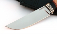 Нож Крот сталь ELMAX , рукоять карельская береза-черный граб,мельхиор - IMG_5759.jpg