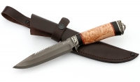 Нож Рыболов-1 сталь булат, рукоять черный граб-карельская береза, мельхиор - IMG_4550.jpg