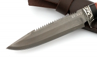 Нож Рыболов-1 сталь булат, рукоять черный граб-карельская береза, мельхиор - IMG_4551.jpg