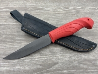 Нож Снегирь сталь Х12МФ, рукоять резинопласт красный