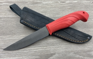 Нож Снегирь сталь Х12МФ, рукоять резинопласт красный