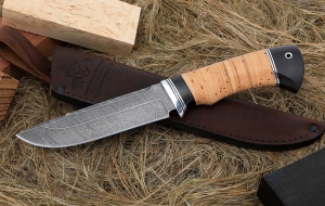 Нож Барракуда сталь дамаск, рукоять береста Нож Барракуда сталь дамаск, рукоять береста