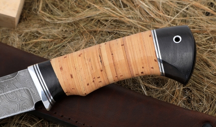 Нож Барракуда сталь дамаск, рукоять береста Нож Барракуда сталь дамаск, рукоять береста