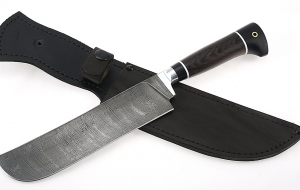 Нож Узбекский большой сталь дамаск, рукоять венге черный граб