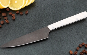 Кухонный нож Шеф №6 сталь Х12МФ, рукоять акрил белый