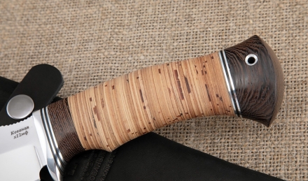 Нож Алтай-2 сталь кованая х12мф, рукоять береста 