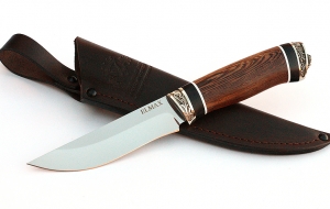 Нож Зяблик сталь ELMAX, рукоять венге-черный граб,мельхиор