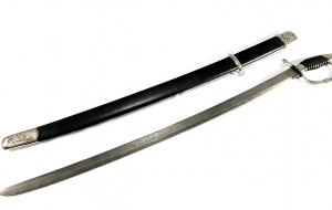 Сувенир сабля Доблести дамаск черный граб, мельхиор Сувенир сабля Доблести дамаск черный граб, мельхиор