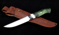 Нож Ирбис-2 М390 рукоять карбон бивень моржа карельская береза зеленая - Нож Ирбис-2 М390 рукоять карбон бивень моржа карельская береза зеленая